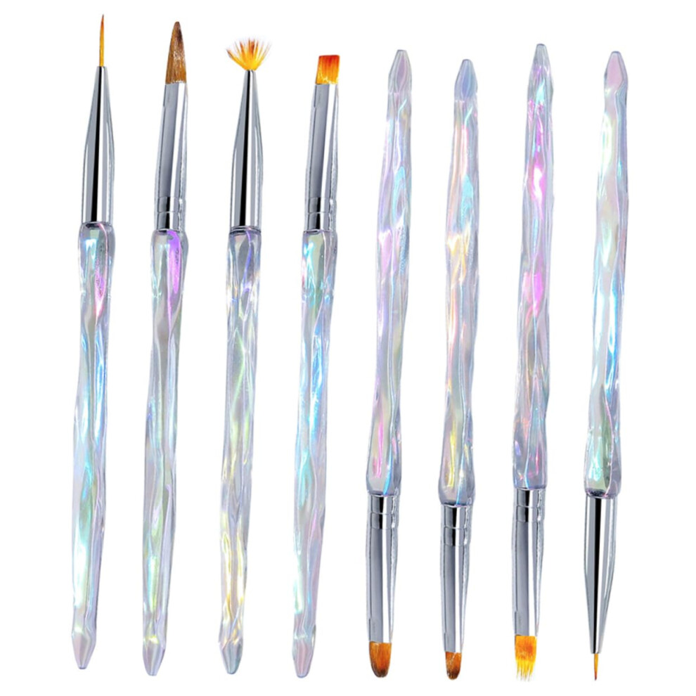 8pcs Professional Nail Art Brush Set for Manicure with Precision Pens and Ergonomic Grip