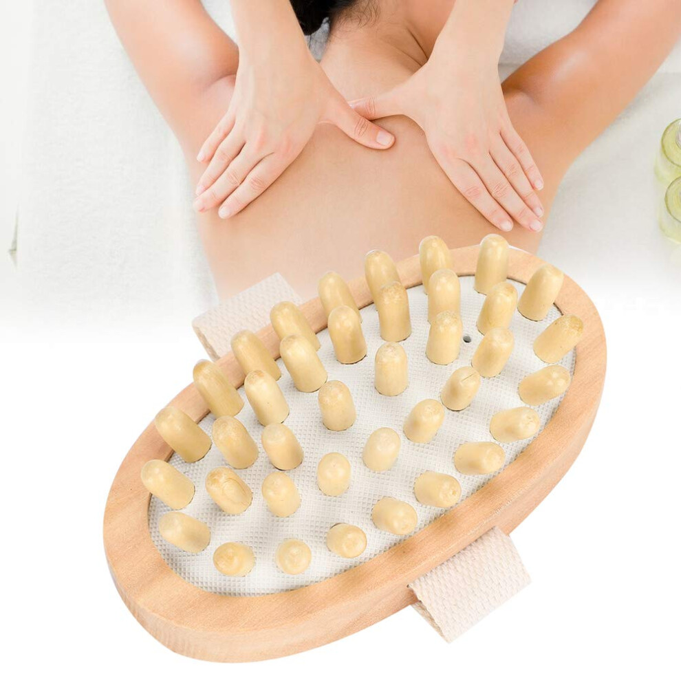 Body Brush for Dry Brushing Cellulite and Lymphatic Drainage with Wooden Massage and Ergonomic Grip