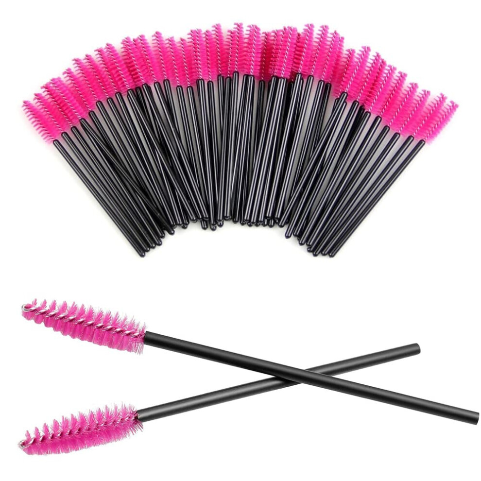Red 200 Pack Disposable Mascara Wands Eyelash Brush Applicators Rose Bendable Lash Extension Tools