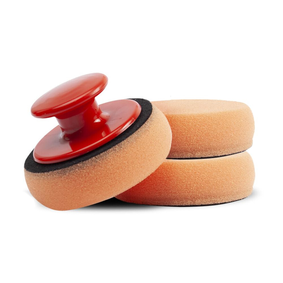3Pcs Car Wax Applicator And Polishing Sponge Pads With Ergonomic Handle For Even Wax Distribution 9365369812000