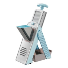 Vegetable Slicer Stainless Steel 4in1 Adjustable Food Chopper with Container for Kitchen Blue
