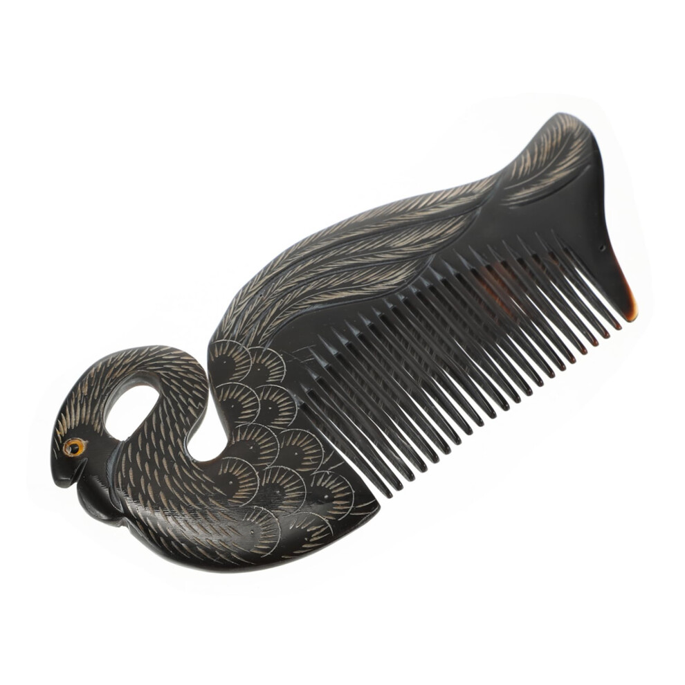 Unisex Black Ox Horn Hair Comb With Antistatic Smooth Teeth For Styling And Gentle Scalp Massage