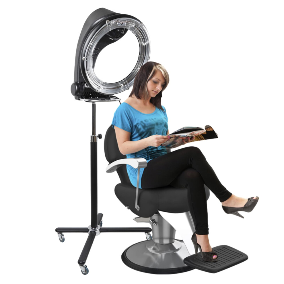Black Infrared Hair Dryer With 360 Heating, Adjustable Stand And Timer, 6 Modes 1000W