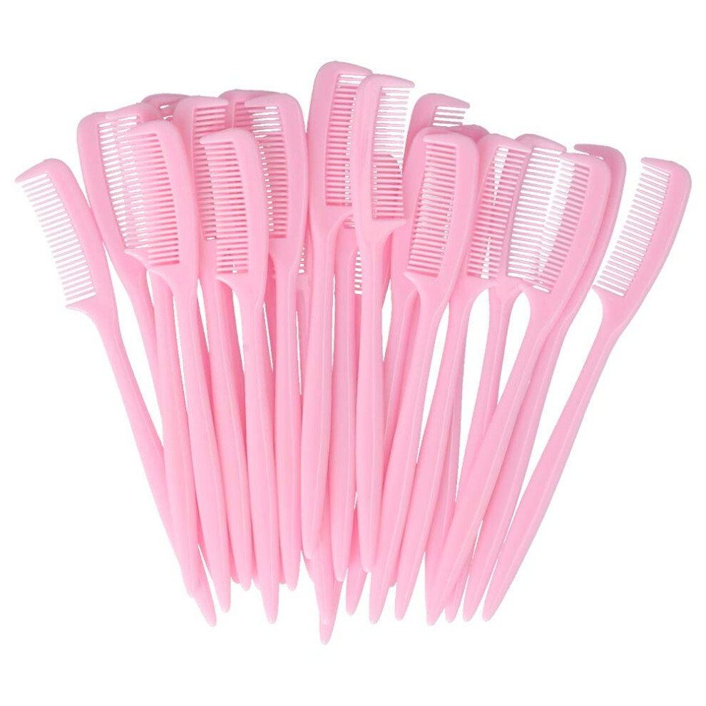Pink 25Pcs Mini Eyelash Separator Comb And Eyebrow Comb, Reusable Lash Grooming Tool For Salon And Makeup