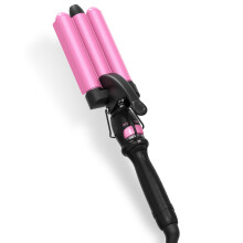 Hair Crimper with Triple Barrel Ceramic Tourmaline, 1 Inch Beach Waves Waver, Dual Voltage