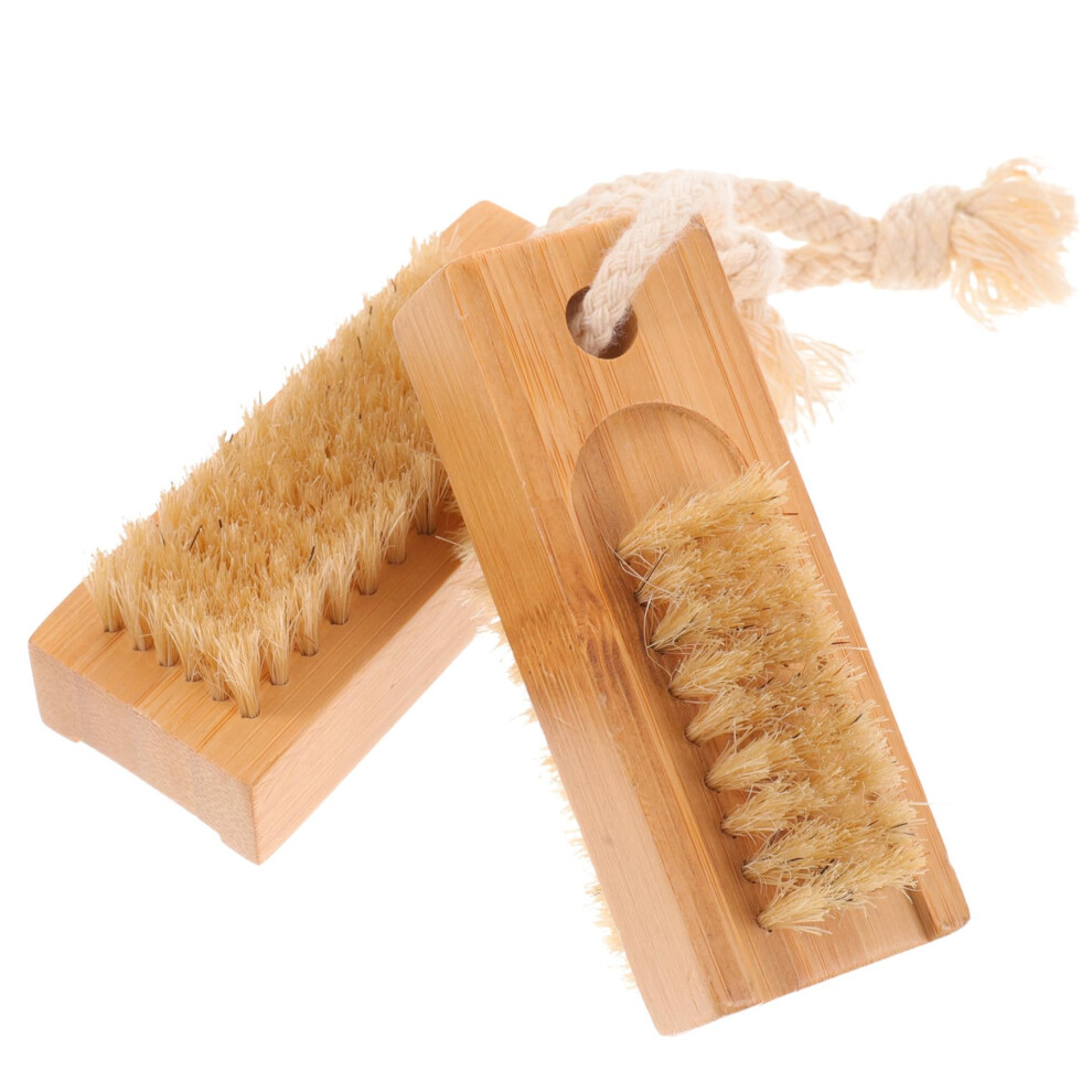 Nail Cleaning Brush Set with Pig Bristles for Manicure and Pedicure, Ergonomic Grip, Salon or Home Use