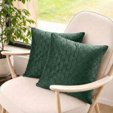 (Pack of 4, Emerald) Check Design Velvet Filled Cushions 18x18inches -Luxury Super Doft with Filler Inner