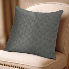 (Single Pack, Grey) Check Design Velvet Filled Cushions 18x18inches -Luxury Super Doft with Filler Inner