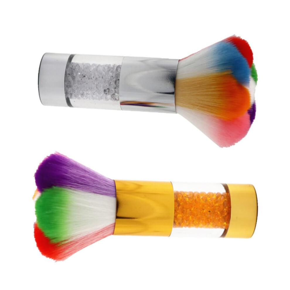 2pcs Nail Dust Brush and Blusher Brush with Soft SkinFriendly Bristles for Manicure and Makeup