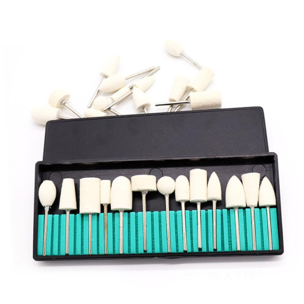 Nail Drill Bits Set with Protective Wool Grinding Heads, 12pcs Professional Nail Polishing Kit