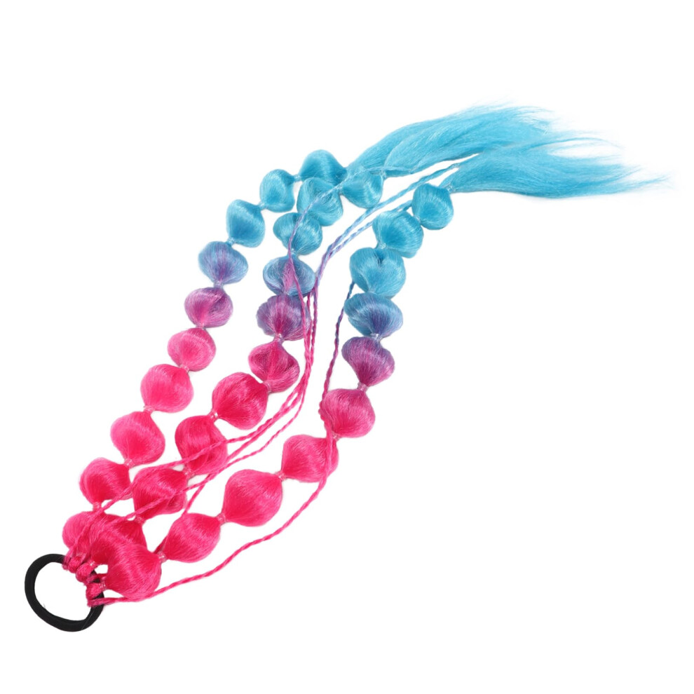 Rainbow Hair Extensions with Vibrant Bubble Braids for Festival Colorful Ponytail Styling