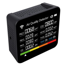 Luchtkwaliteitsmeter, binnenluchtkwaliteitsmonitor met HCHO-, vochtigheids- en temperatuursensor, draagbare detector voor nauwkeurige CO2- en