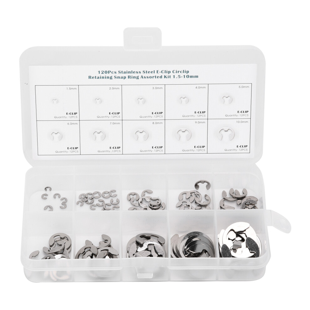 Retaining Ring Assortment Kit, Transparent Grid Storage Box Easy Organization And Portability, Stainless Steel External Retaining Ring With Corrosion 9009791637236