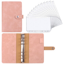 Pasta Organizadora de Dinheiro A6 em Couro PU Vintage para Orçamento, com Envelopes com Zíper e Design Econômico.