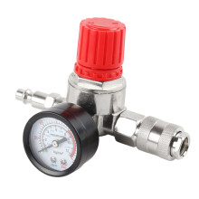 Adjusting Valve Knob For Pneumatic Systems, Air Compressor Pressure Regulator With Pressure Control Valve Mechanism, Includes Dial Gauge And Four Way