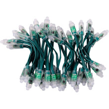Pixels de LED RGB, cores vibrantes e efeitos de perseguição, fio verde, conjunto de 50 peças, silicone resistente às intempéries, design à
