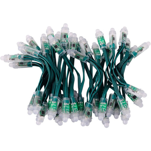 RGB LED Pixels, Ονειρεμένα Χρώματα & Εφέ Κυνηγήματος, Πράσινο Σύρμα Σετ 50 Τεμαχίων,