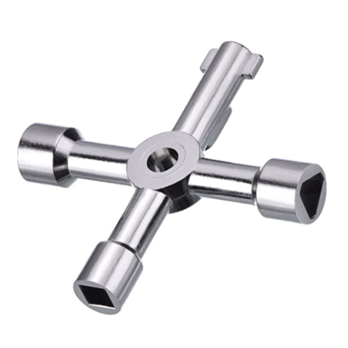 Chave multifuncional com formatos de cruz e quadrado, resistente e durável para armários elétricos. 2