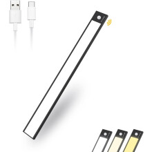 Luminária de embutir para armário, 30 cm, com fixação magnética, bateria recarregável, sensor de movimento avançado e intensidade regulável