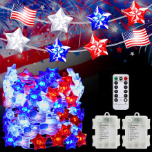 4th Of July Decorations Battery Operated With Remote, Exquisite Decoration For Patriotic Celebrations, Flexible Copper Wire Lights Perfect For