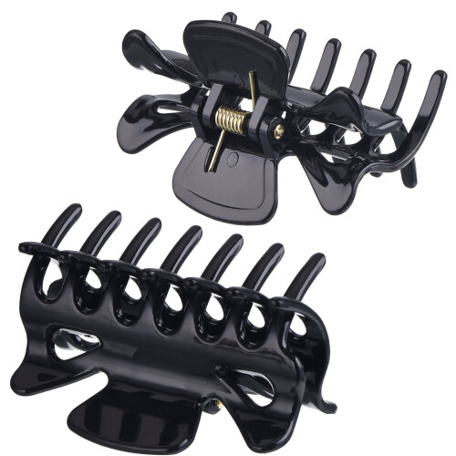 Set di fermagli per capelli francesi da donna, 6 pezzi, accessori per capelli in plastica nera con materiale resistente e design decorativo per 1