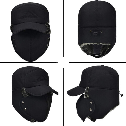 Καπέλο Ushanka με μάσκα προσώπου, ζεστό καπέλο Trapper πλήρους κάλυψης με ρυθμιζόμενο 2