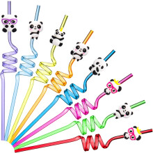 Reusable Plastic Straws Birthday Party Supplies, Pet Puppy Pals Theme Crazy Loop Straws Unique Design