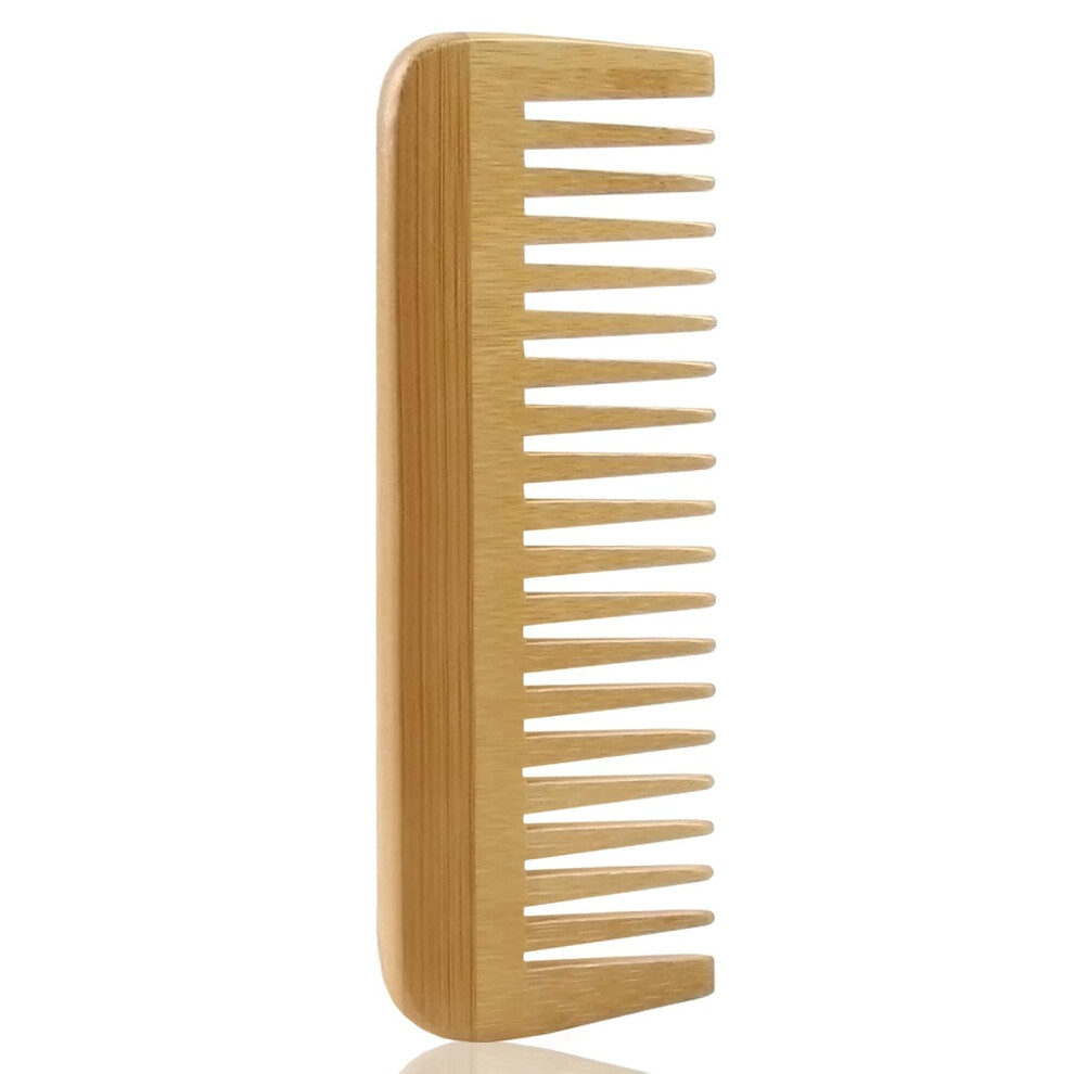 Natural Bamboo Wooden Combs, Preventing Static Electricity for Smooth Surface and Massage Scalp, Portable Design Wide Tooth Combs for Effortless