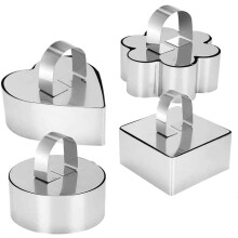 Professional Grade Mousse Molds Set Of 4, Stainless Steel Material Food Grade Non Stick Oven Safe Freezer Safe, Easy To Clean Ideal For Baking Layers