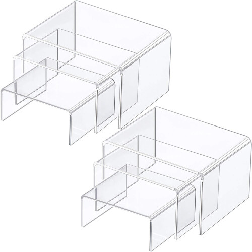 Display Solution, Minimalist Modern Design Clear Acrylic Plexiglass Risers for Display, Durable Clear Acrylic Floating Effect, Easy to Clean Showcase