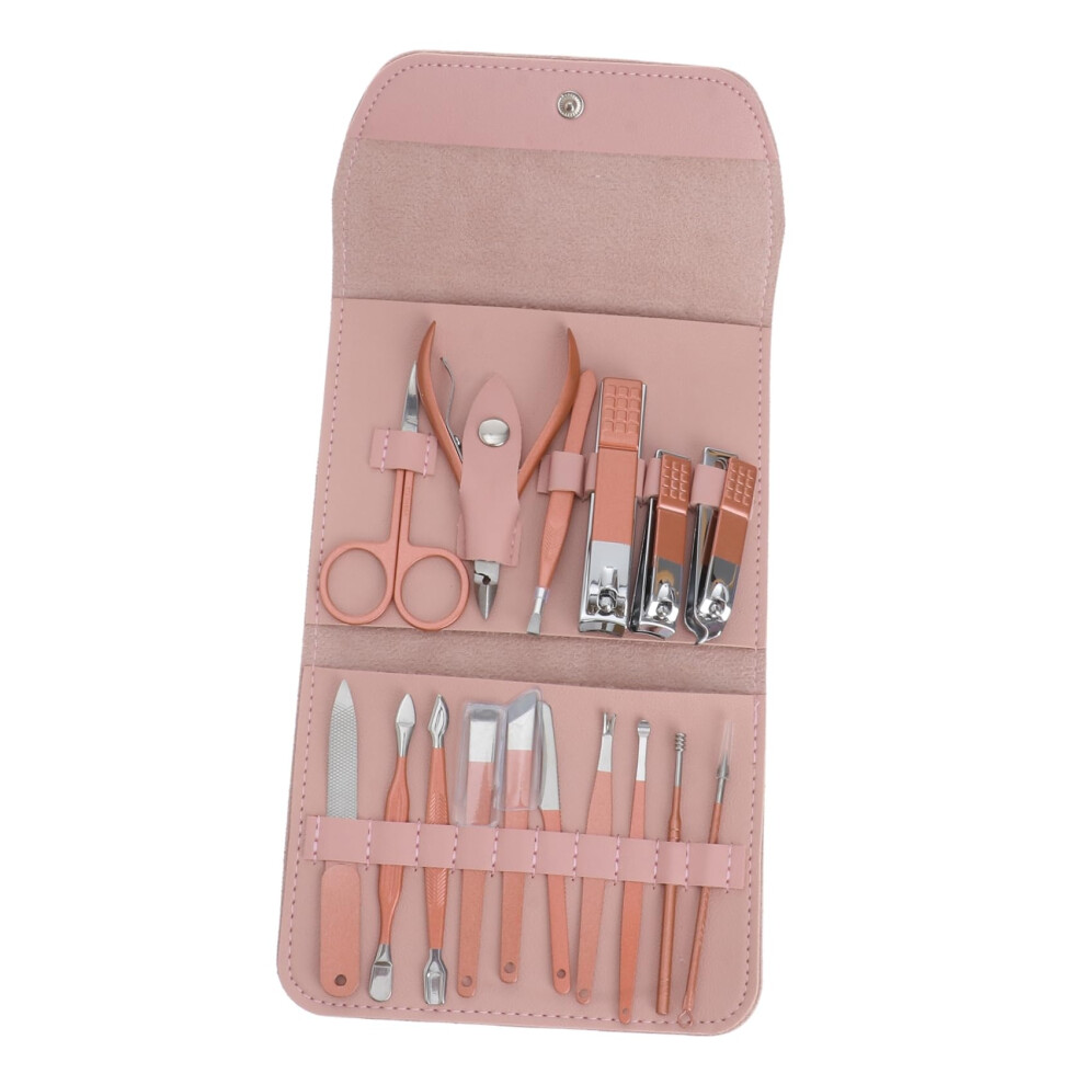 16pcs Stainless Steel Manicure Set with Ergonomic Nail Clippers and Builtin File for Home