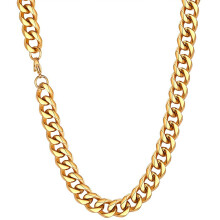 Collana a maglia cubana per uomo e donna, in acciaio inossidabile con finitura placcata oro 18 carati, resistente all'ossidazione, impermeabile,