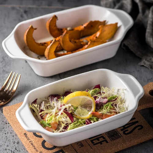Ceramic Baking Dish Lasagna Pan with Double Handles, Oven Microwave Safe 600ml Bakeware 1