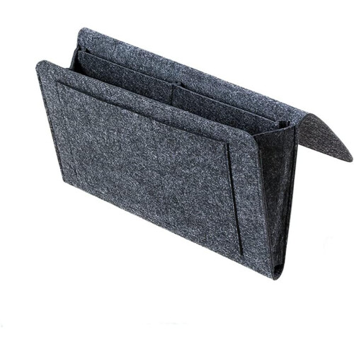 Felt Bedside Storage Caddy with Pockets for Bed Rails Sofa and Bunk Beds Dark Grey 1