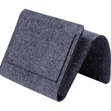 Bedside Storage Organizer Felt Caddy with Pockets for Phone Remote Magazines Glasses Pen Grey