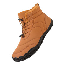 Men's Wide Leather Winter Hiking Boots Waterproof NonSlip Fur Lined Snow Trekking Shoes Brown 10 UK