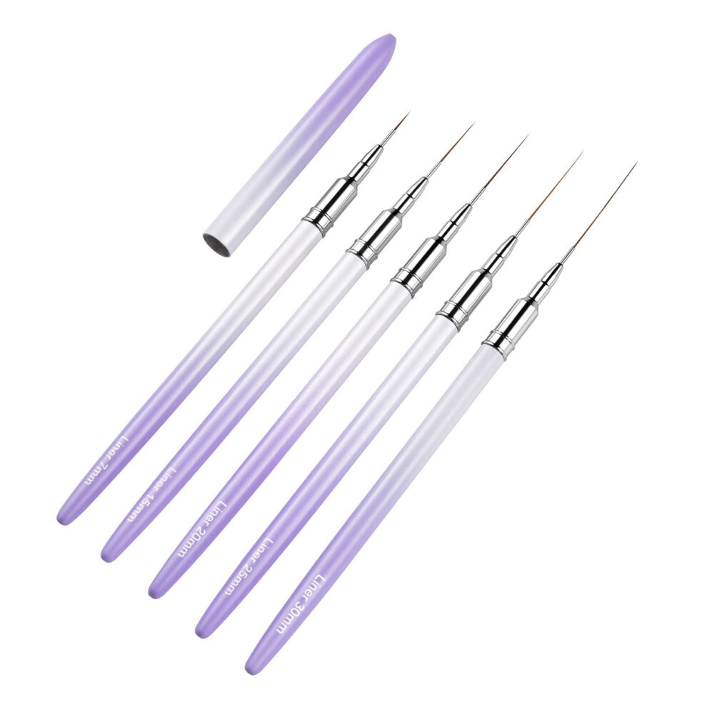 5PCS Professional Nail Art Liner Brush Set for Precise Detail Control and Gel Polish