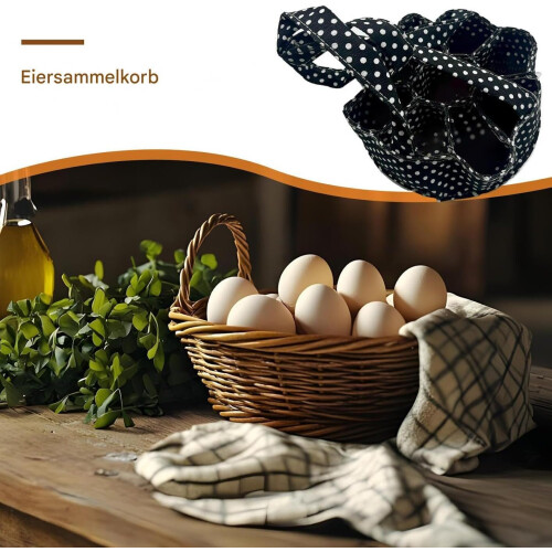 Egg Collection Basket with 7 Pockets for Farmhouse Kitchen Garden Backyard and Easter 1