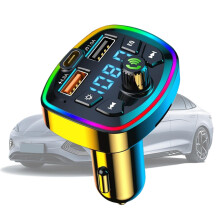 Bluetooth FM Transmitter for Car with Dual USB Fast Charging, Hands Calling and Battery Display