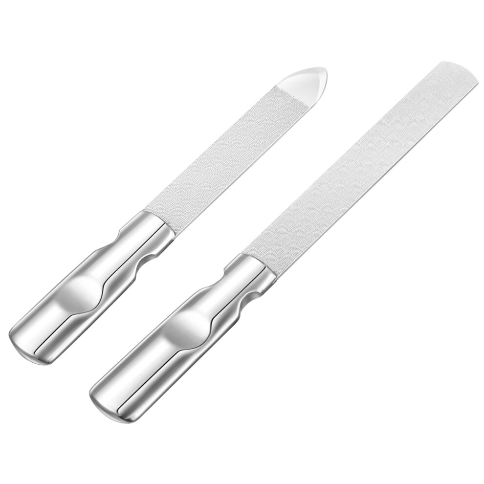 Stainless Steel DoubleSided Nail File Set with Leather Case for Fingernails and Toenails