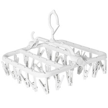 Laundry Hangers with 32 Clips, Multipurpose Foldable Laundry Drying Rack for Socks, Bras, Towel, Underwear, Hat, Scarf, Pants, Baby Clothes, Cloth
