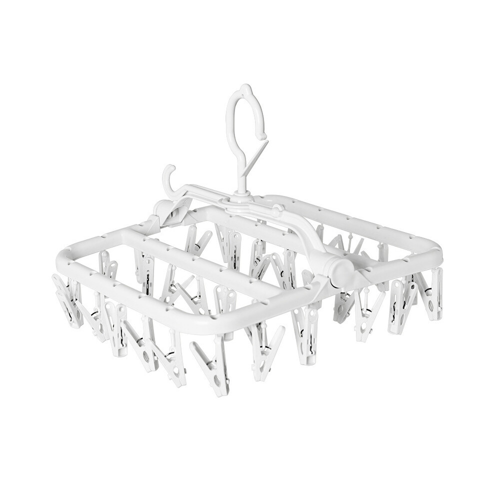 Laundry Hangers with 32 Clips, Multipurpose Foldable Laundry Drying Rack for Socks, Bras, Towel, Underwear, Hat, Scarf, Pants, Baby Clothes, Cloth