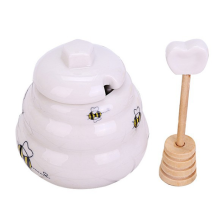 Cute Ceramic Honey Jar, High Quality Ceramic Material, Lightweight And Easy To Handle, Mini Size Perfect For Tea Or Coffee