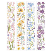 Ambachtelijke lente-wrijfstickers, vintage bloemenstickers die je decoratieprojecten verfraaien, perfect voor het maken van meubels en
