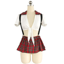 Sexy lingerieset, schooluniform, halterrok, cosplay-outfit met verstelbare pasvorm en ademende stof voor anime-themafeesten, Valentijnsdag en