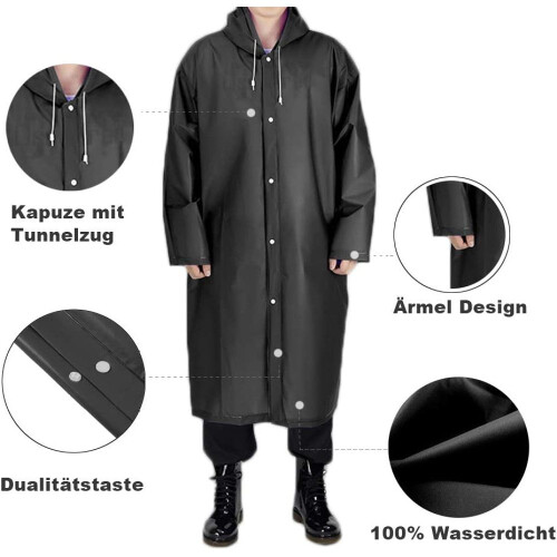 Επαναχρησιμοποιήσιμη βροχή Ponchos Eva Υλικό Μεγάλη Κουκούλα με Κορδόνι για Ταξίδια 2