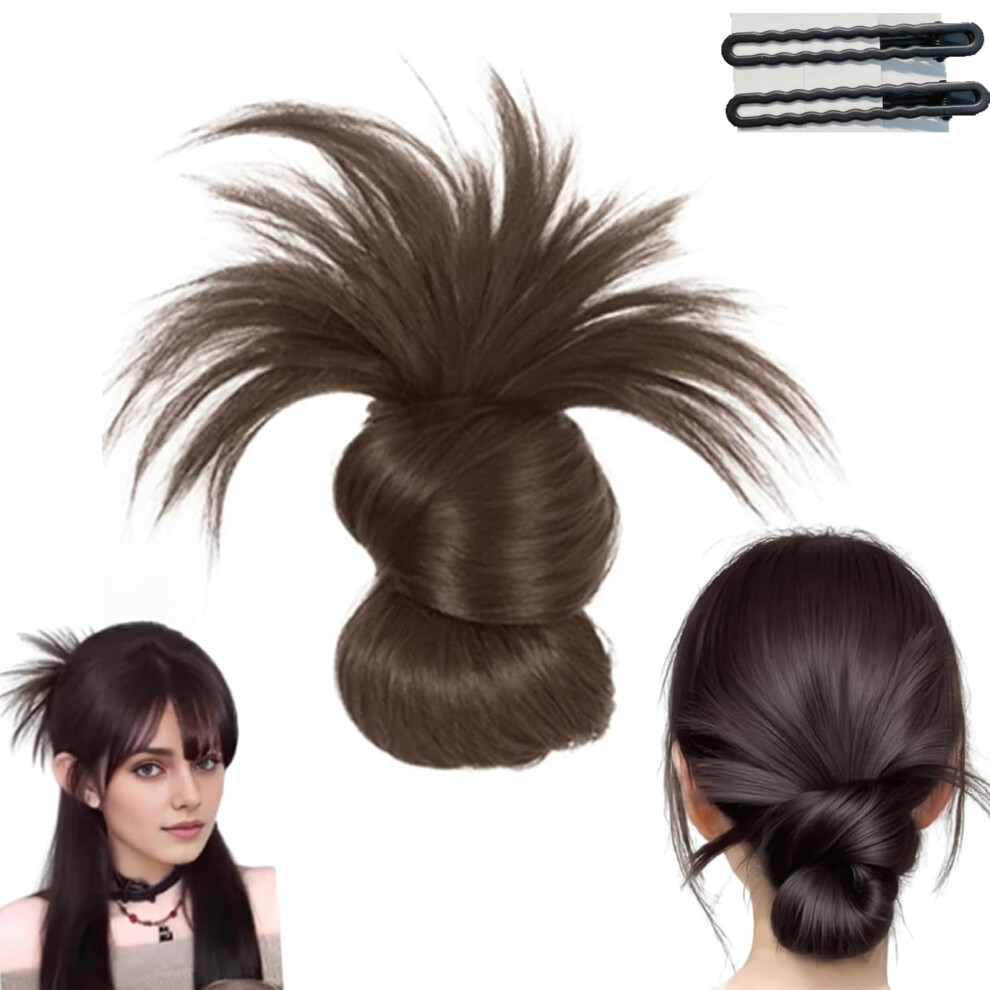 Light Brown Messy Bun Hair Piece, ClipOn Bun Hair Extension with Natural Texture and Secure Hold