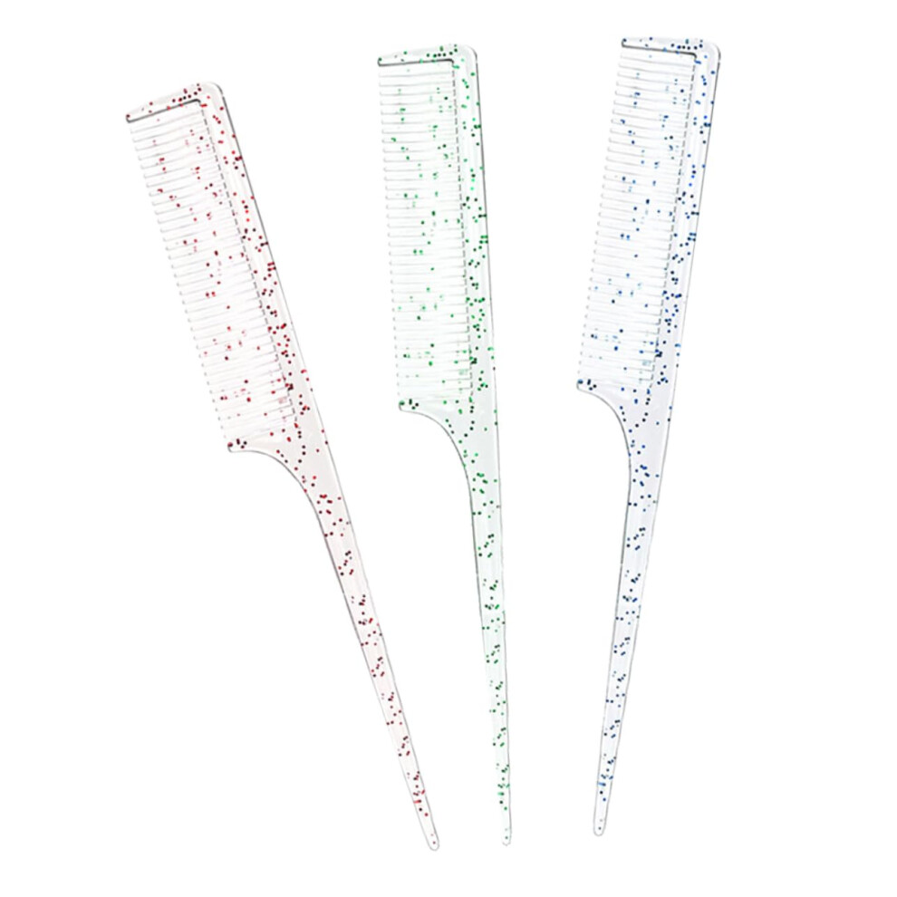 Unisex 3Pcs Plastic Tail Comb Set For Precise Hair Sectioning Detangling And Salon Styling