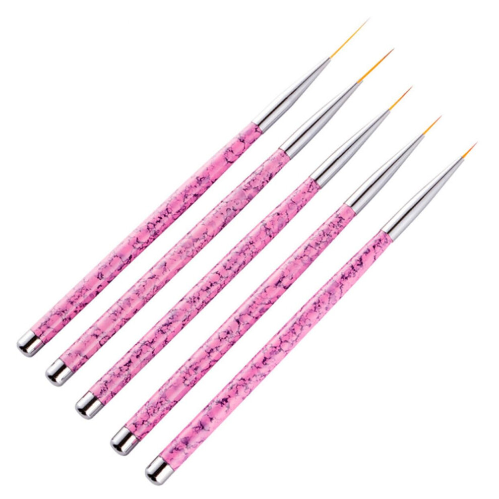 5pcs Nail Art Brush and Pen Set for Fine Detailing with Durable Bristles for Manicure and Salon Use