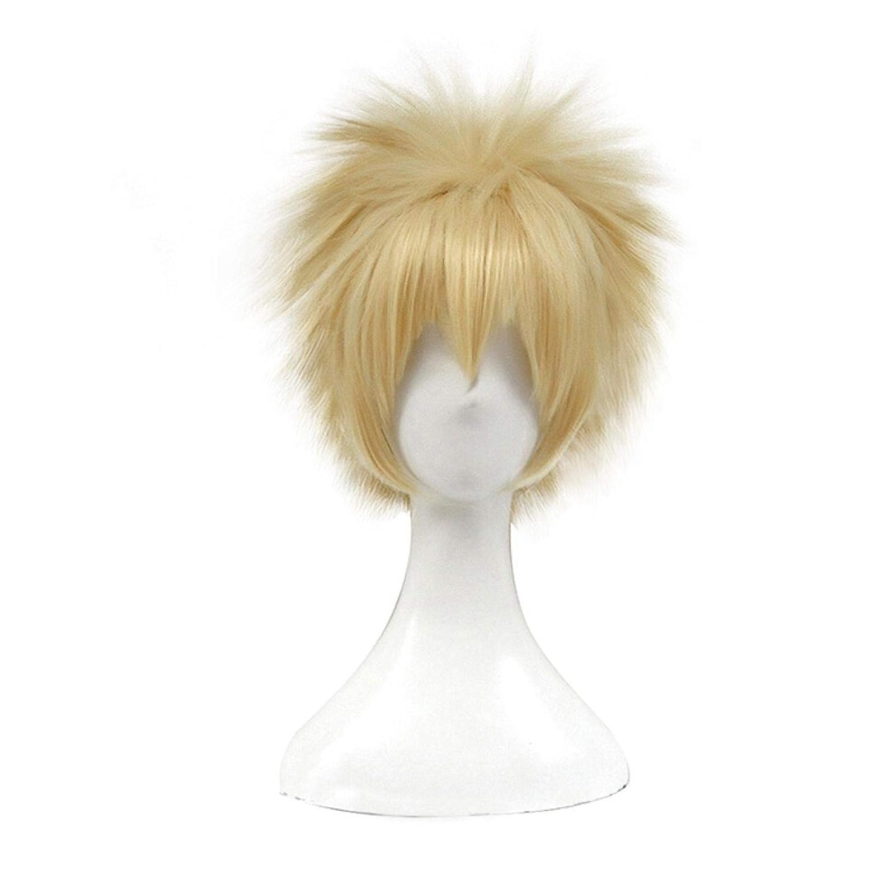 Unisex Bakugou Katsuki Cosplay Wig Heat Resistant Synthetic Anime Wig For Halloween With Wig Cap